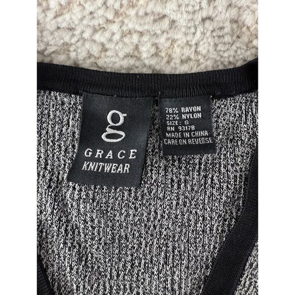 Grace Knitwear Size S Casual V Neck Cardigan Sweater Gray Long Sleeve Button - Picture 6 of 8